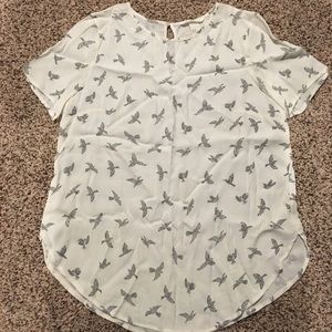 H&M Bird Print Blouse Sz 8